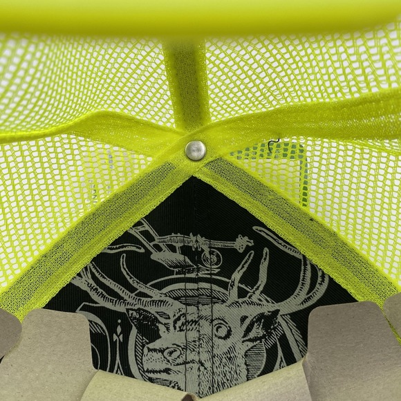 John‎ Deere Hat Cap Snap Back Neon Yellow Mesh Trucker Reflective Mens One Size - Picture 12 of 13